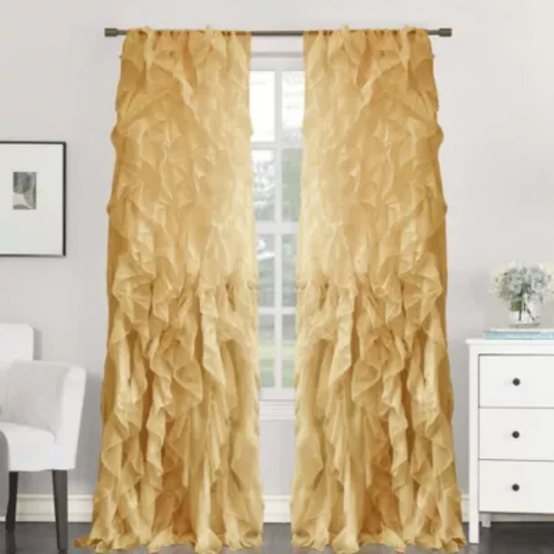 Chic Sheer Voile Vertical Ruffled Tier Window Single Panel Curtain