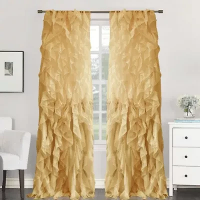 Chic Sheer Voile Vertical Ruffled Tier Window Single Panel Curtain