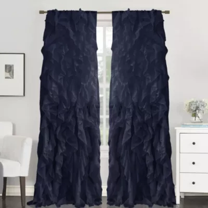 Chic Sheer Voile Vertical Ruffled Tier Window Single Panel Curtain