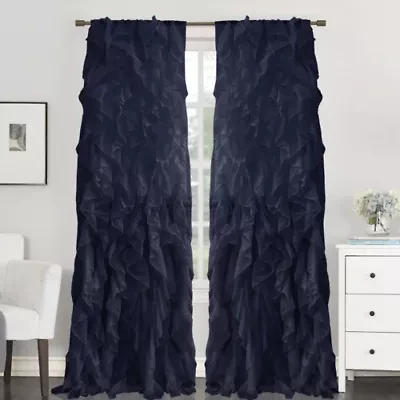 Chic Sheer Voile Vertical Ruffled Tier Window Single Panel Curtain