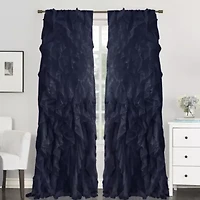 Chic Sheer Voile Vertical Ruffled Tier Window Single Panel Curtain