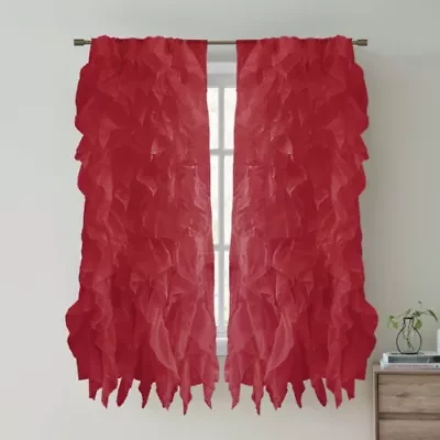 Chic Sheer Voile Vertical Ruffled Tier Window Single Panel Curtain