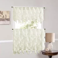Sheer Voile Vertical Ruffle Window Kitchen Curtain