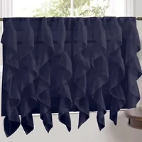 Sheer Voile Vertical Ruffle Window Kitchen Curtain
