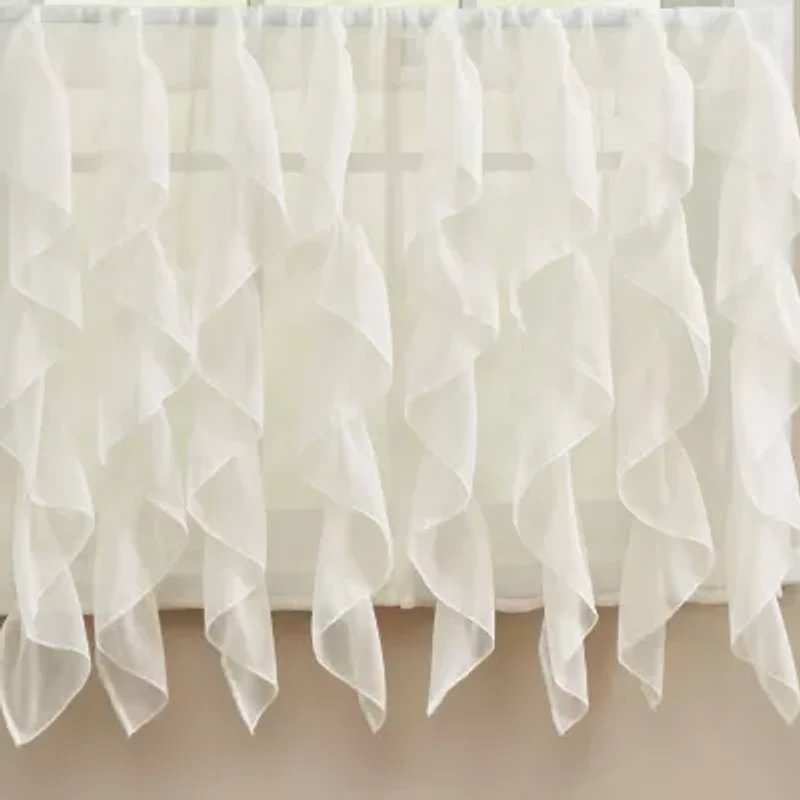 Sheer Voile Vertical Ruffle Window Kitchen Curtain