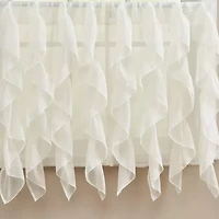 Sheer Voile Vertical Ruffle Window Kitchen Curtain