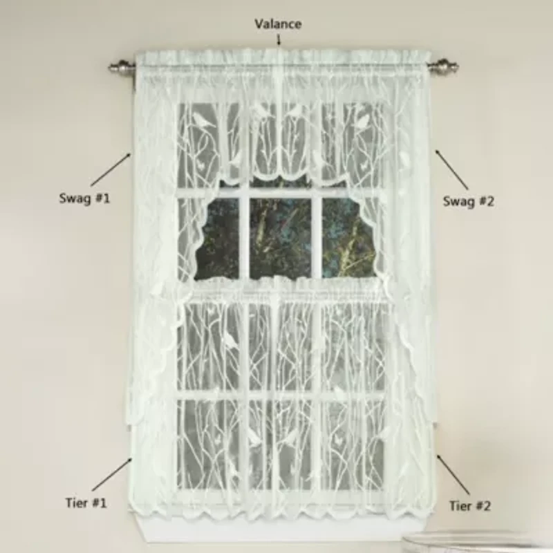 Hopewell Old World Style Floral Lace Kitchen Curtains