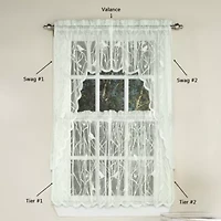 Hopewell Old World Style Floral Lace Kitchen Curtains