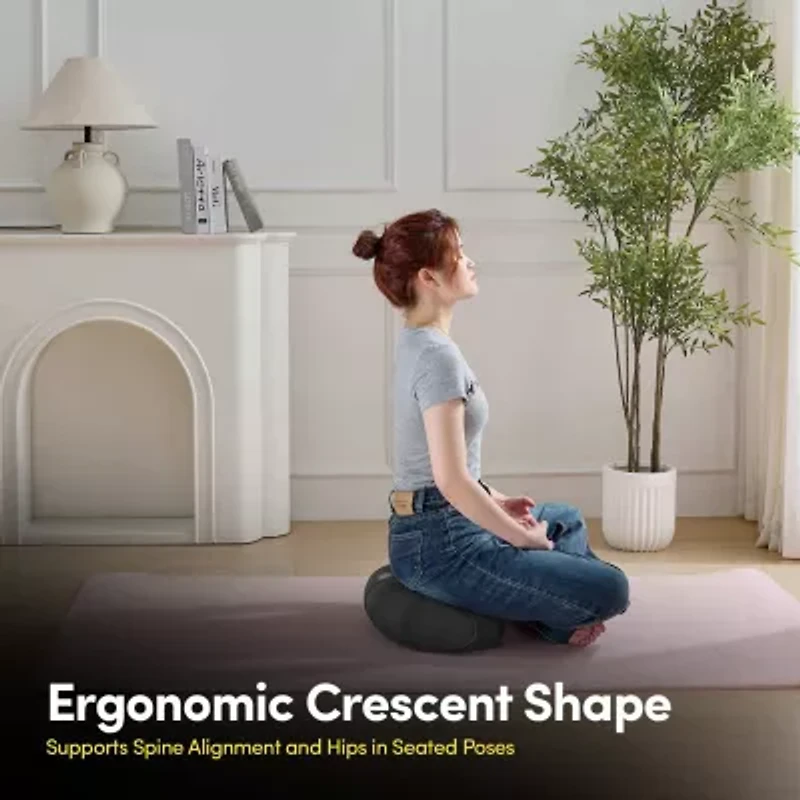 Crescent Zafu Meditation Cushion, 17" Yoga Pillow