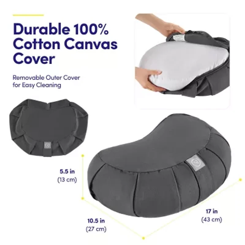 Crescent Zafu Meditation Cushion, 17" Yoga Pillow