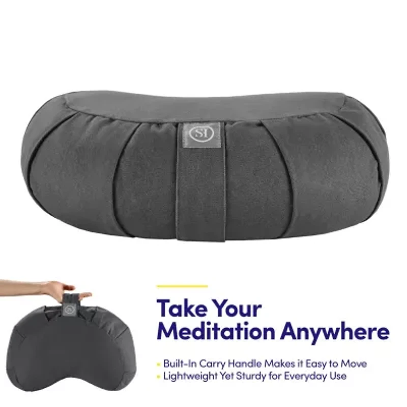 Crescent Zafu Meditation Cushion, 17" Yoga Pillow