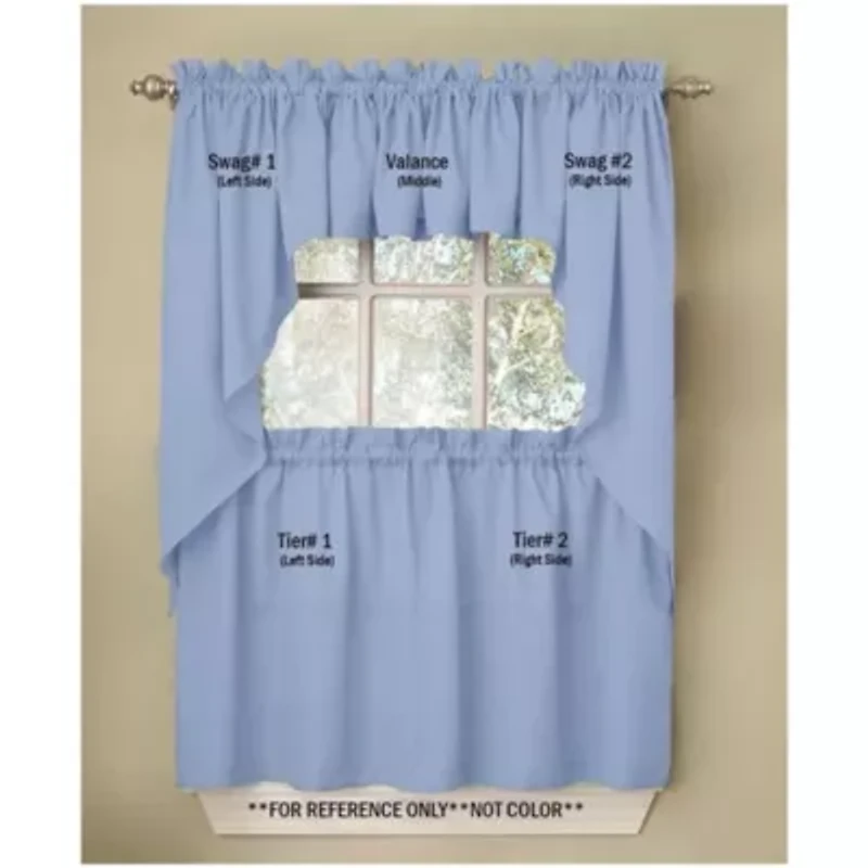 Opaque Ripcord Kitchen Window Curtains - Swag Pair