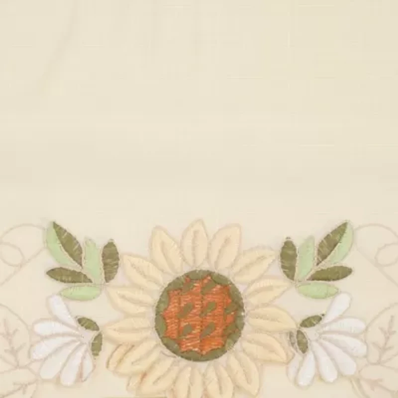 Sunflower Cream Embroidered Kitchen Curtains - 24" Tier & Valance Set