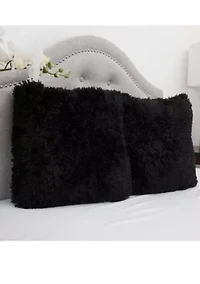 2 Pack Plush Soft and Comfy Faux Fur Throw Pillow