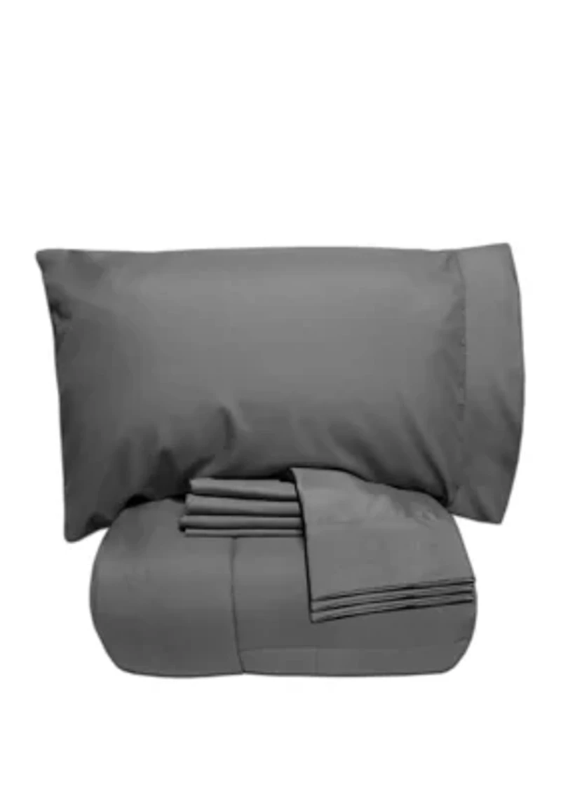 7 Piece Bed-In-A-Bag Down Alternative Comforter & Sheet Set
