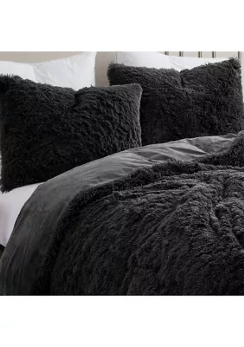 Long Plush Shaggy Faux Fur 3 Piece Comforter Set