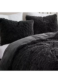 Long Plush Shaggy Faux Fur 3 Piece Comforter Set