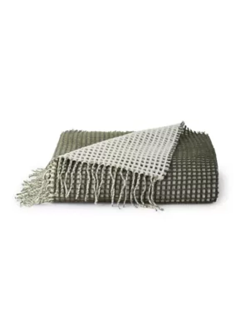 Waffle Knit Fringe Throw Blanket