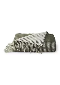 Waffle Knit Fringe Throw Blanket