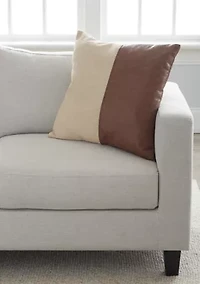 Jute Leather Panel Throw Pillow