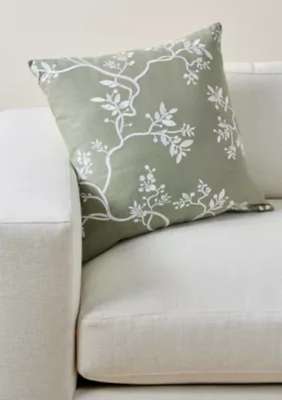 Embroidered Branch Pillow
