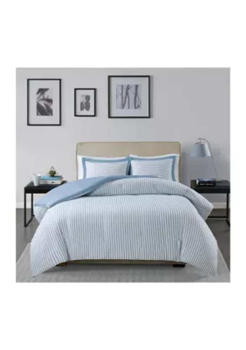 Hayden Reversible Stripe Duvet Cover Set
