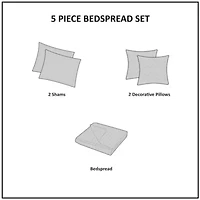 Aubrey 5 Piece Reversible Jacquard Bedspread Set