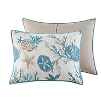 Pebble Beach 6 Piece Cotton Sateen Quilt Set with Throw Pillows