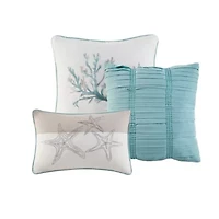 Pebble Beach 6 Piece Cotton Sateen Quilt Set with Throw Pillows