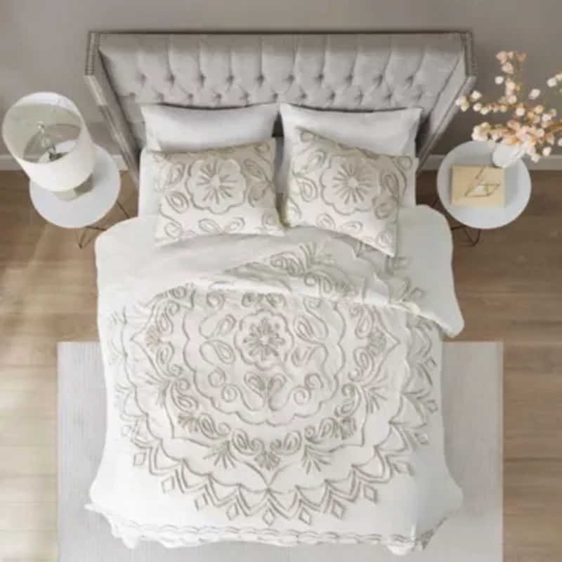 Violette 3 Piece Tufted Cotton Chenille  Coverlet Set