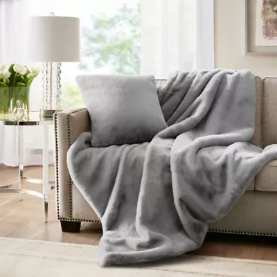 Sable Solid Faux Fur Square Decor Pillow