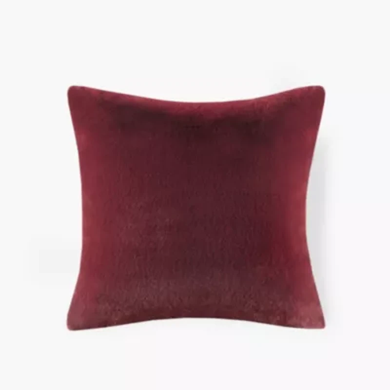 Sable Solid Faux Fur Square Decor Pillow