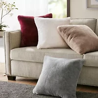 Sable Solid Faux Fur Square Decor Pillow