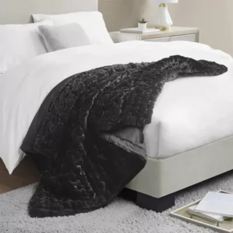 Ruched Fur Throw