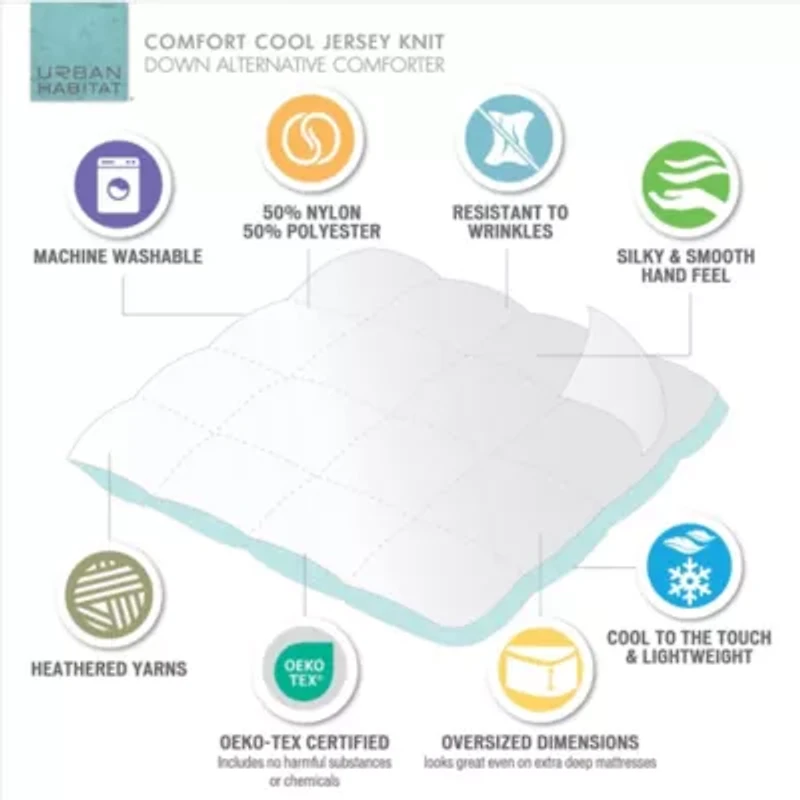 Comfort Cool Jersey Knit Oversized Down Alternative Comforter