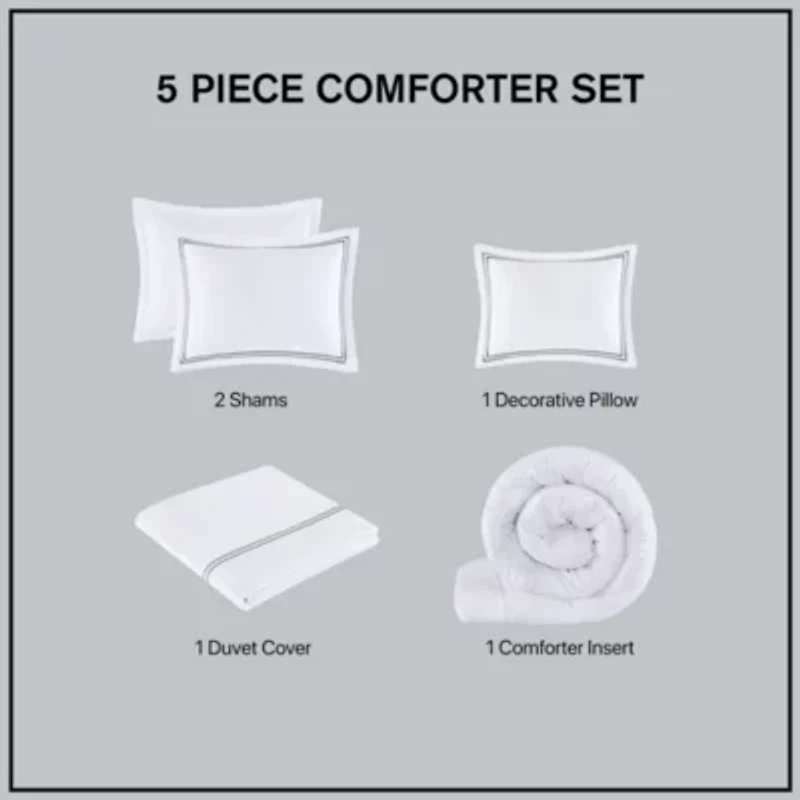 500 Thread Count Luxury Collection 100% Cotton Sateen Embroidered Comforter Set