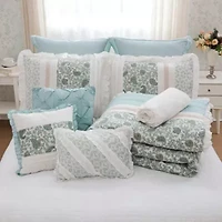 Dawn 6 Piece Cotton Percale Comforter Set with Throw Pillows