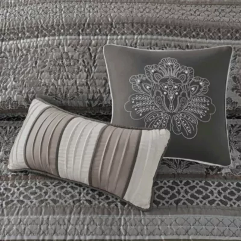 Bellagio 6 Piece Jacquard Quilt Set with Throw Pillows