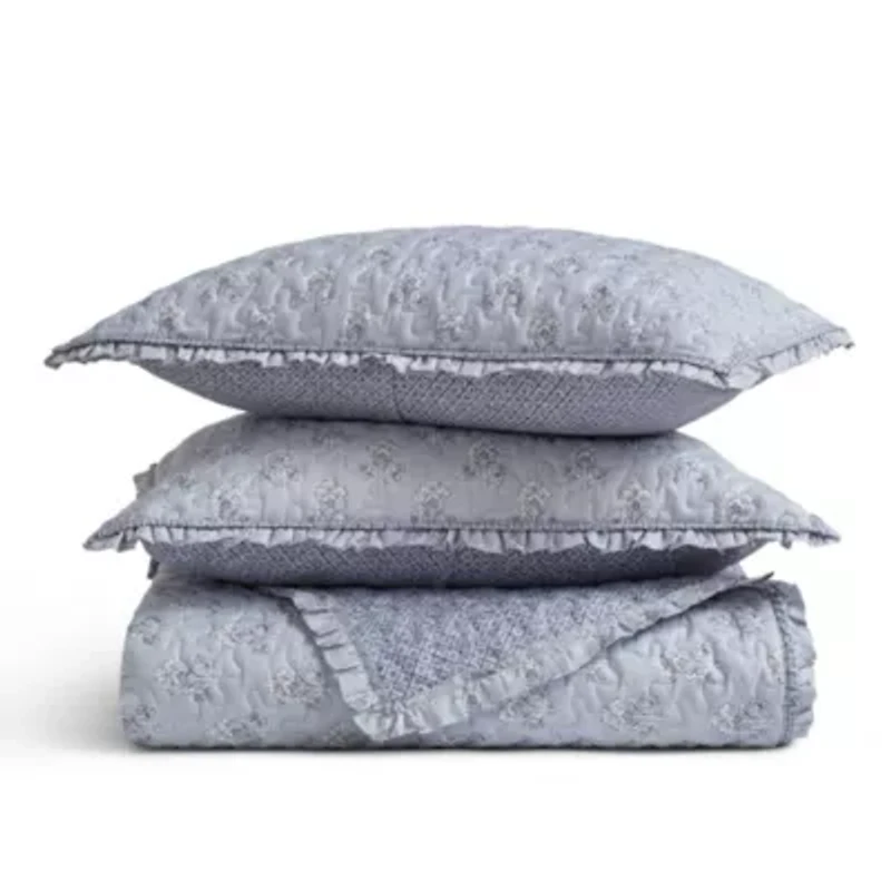 Linwood 3 Piece Ruffle Printed Quilt Set