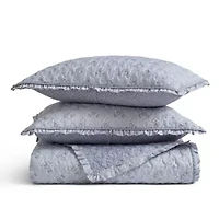 Linwood 3 Piece Ruffle Printed Quilt Set