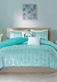 4 Piece Raina Printed Duvet Cover Set