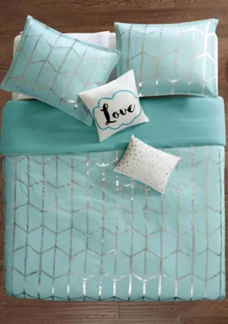 4 Piece Raina Printed Duvet Cover Set