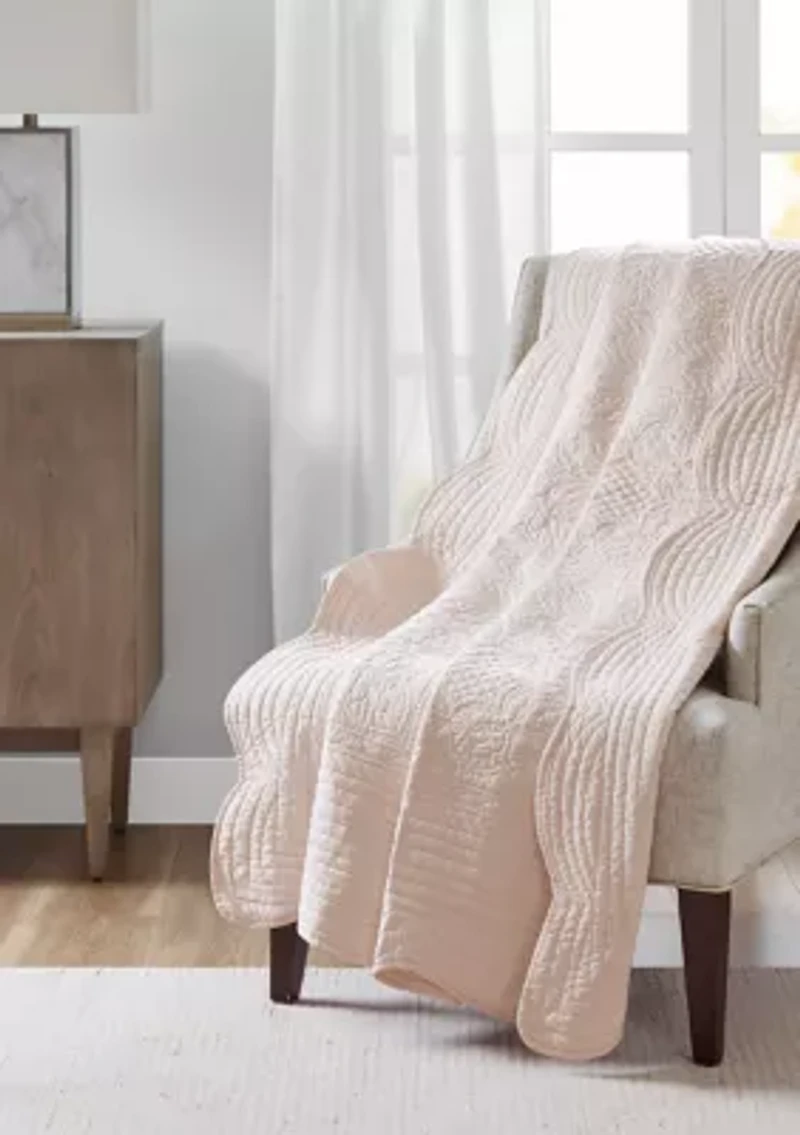 Tuscany Oversized Quilted Throw with Scalloped Edges