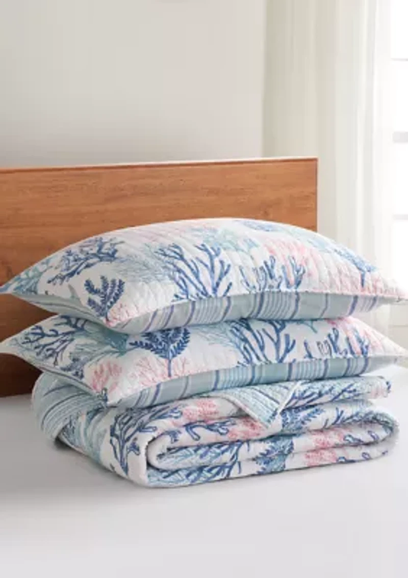 Coral Paradise Quilt Bedding Set
