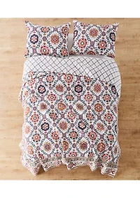 Kalina Floral Medallion Reversible Twin Quilt Set