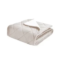 Quilted Velvet and Sherpa Foot Pocket Throw Blue Fog