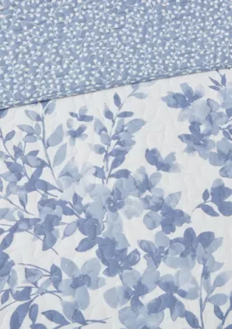 Philomena Blue Cotton Quilt Set