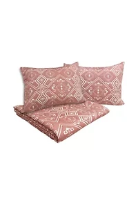 Santa Fe Tribal Apricot Soft Matelasse Jacquard Quilt Set