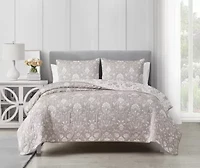 Jasper Taupe 2-3 Piece Soft Matelasse Jacquard Cotton Blend Quilt Set