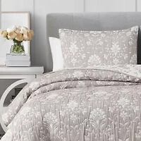 Jasper Taupe 2-3 Piece Soft Matelasse Jacquard Cotton Blend Quilt Set